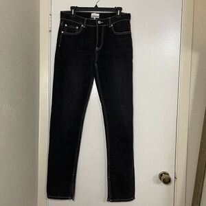 NWOT GANNI Men's Black wash straight leg split hem denim jeans size US 29 x 34